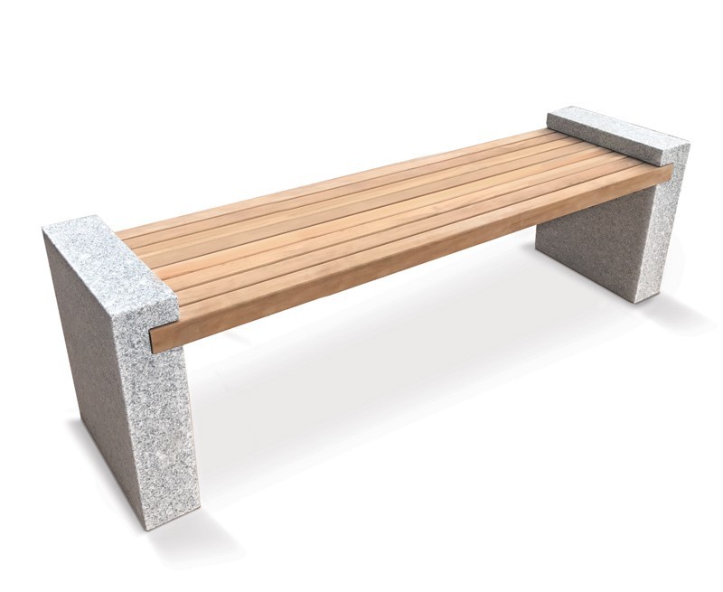 Gallery Teak and Granite Bench - 1.9m Silver Grey