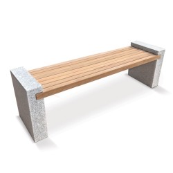 Gallery Teak and Granite Bench - 1.9m Silver Grey