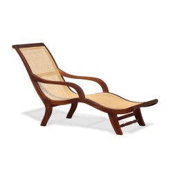 Capri Chaise Lounge, Reclaimed teak and natural rattan