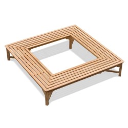 Square Teak Backless Tree Bench - 2.2m