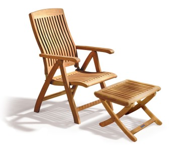 Bali Garden Reclining Chair with footrest, teak