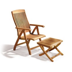 Bali Garden Reclining Chair with footrest, teak