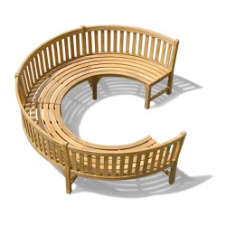 Henley Teak 3/4 Circular Curved Garden Bench