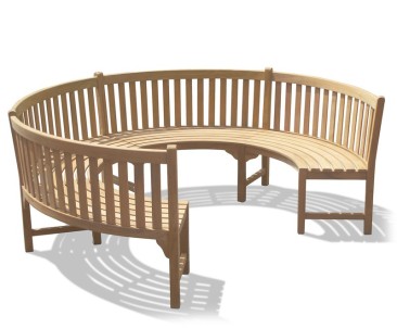 Henley Teak 3/4 Circular Curved Garden Bench 2