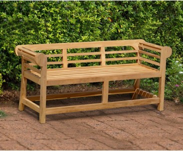 Teak Lutyens-Style Garden Bench, Low Back – 1.65m 2