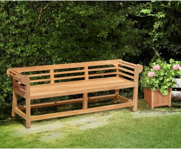 Teak Lutyens-Style Garden Bench, Low Back – 1.95m 2