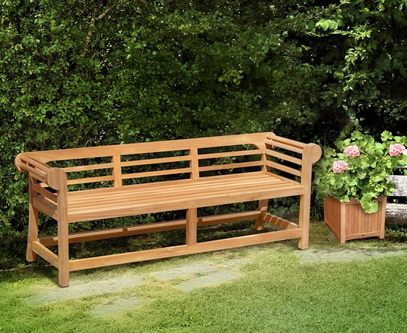 Lutyens-Style Teak Low Back Bench -... Lutyens-Style Teak Low Back Bench -...