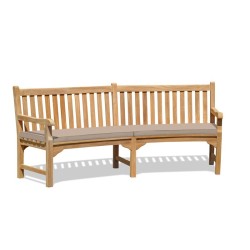 curved teak garden bench