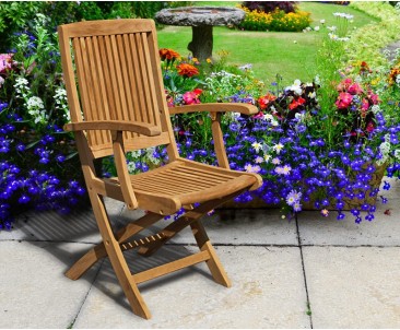 Rimini Wooden Garden Chair with arms, Teak Folding Chair 2