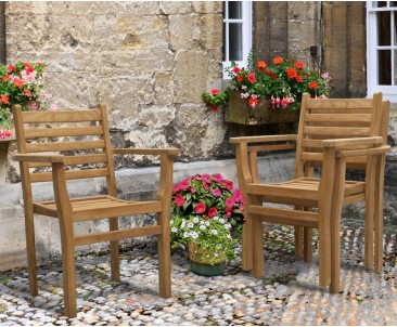 Yale Teak Outdoor Stacking Armchair, Stackable Chair 2