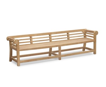 Teak Lutyens-Style Garden Bench, Low Back - 2.7m 2
