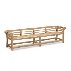 Teak Lutyens-Style Garden Bench, Low Back - 2.7m