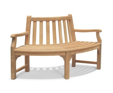 Teak Tree Seat Quarter Bench with Arms - 1.55m