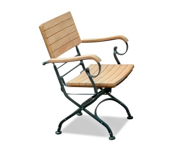 Bistro Teak & Metal Folding Armchair - Raven