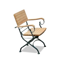 Bistro Teak & Metal Folding Armchair - Raven