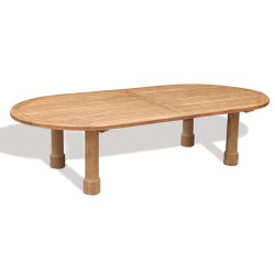 Titan Teak Oval Garden Table, round leg – 1.2 x 3m