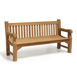 Balmoral 6ft Traditional Chunky Garden Bench, Teak Park Bench – 1.8m