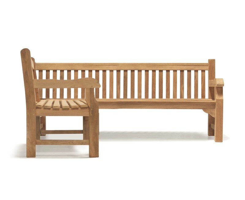 Front View of Balmoral Chunky 6 Seater Corner Garden Bench, Left Orientation