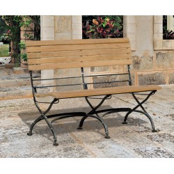 Folding Bistro Bench, Teak, Black – 1.2m