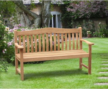 Rosette Teak Garden Bench, Flat Pack - 1.5m