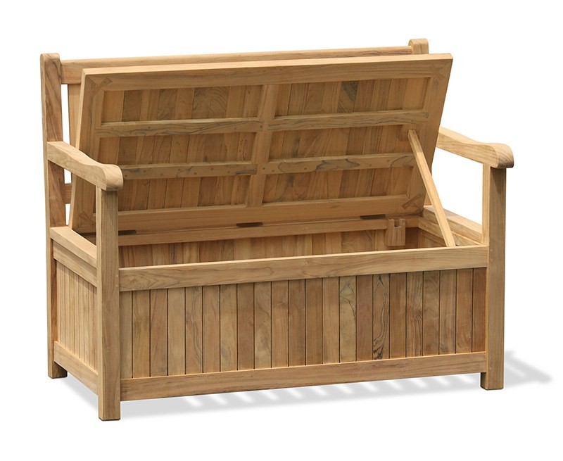 Windsor Teak Garden Storage Bench with arms 1.2m
