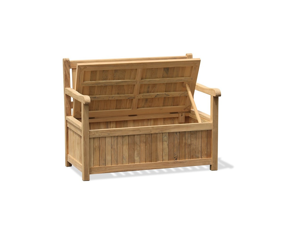 Windsor Teak Garden Storage Bench with arms 1.2m