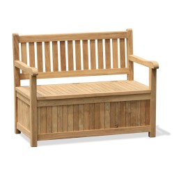 Windsor Teak Garden Storage Bench with Arms – 1.2m