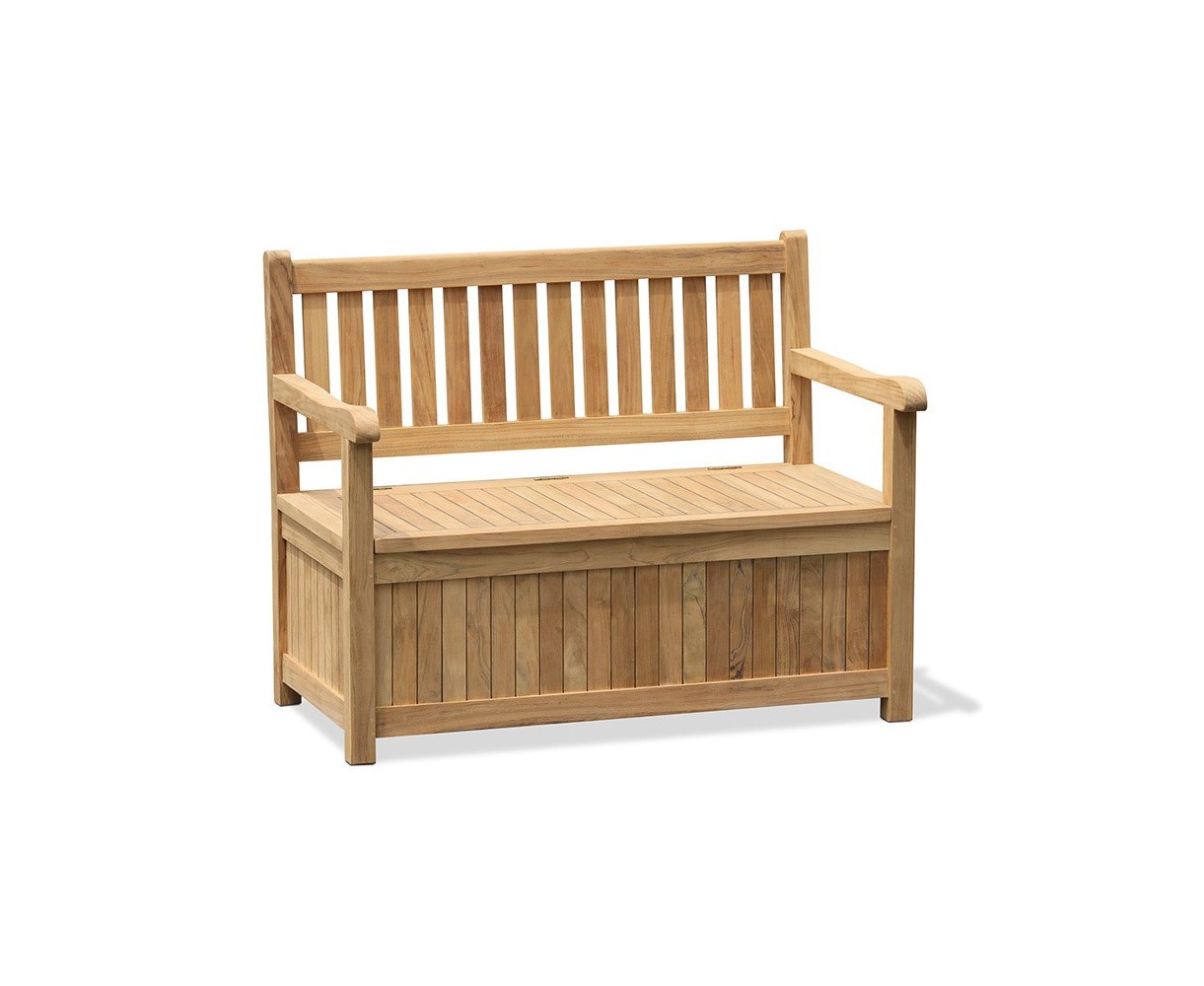 Windsor Teak Garden Storage Bench with arms 1.2m