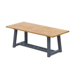 Bridgewater Teak Garden Trestle Table, Rectangular with Steel Legs – 2m