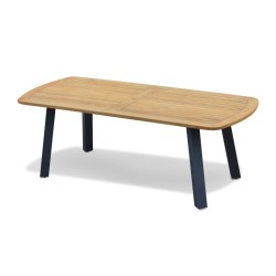 Disk Teak Oval Outdoor Dining Table with Steel Legs - 2.2m