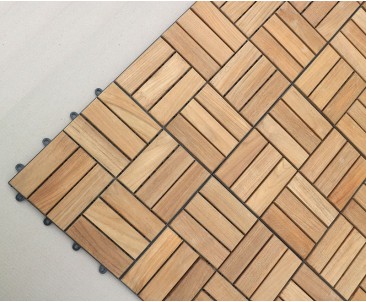 Mosaic Square Basket Pattern 0.9m2 Teak Interlocking Deck Tiles -10pcs 2
