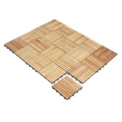 Set of 10 Teak Interlocking Deck Tiles - Classic Parquet Pattern