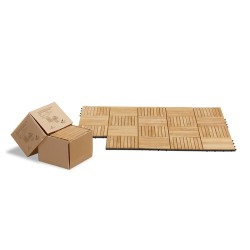 Classic Parquet Pattern 0.9m2 Teak Interlocking Deck Tiles - 10pcs