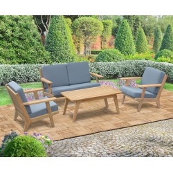 Teak Decking Tiles with Furniture Set