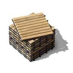 Classic Parquet Pattern 0.9m2 Teak Interlocking Deck Tiles - 10pcs