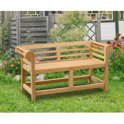Teak Lutyens-Style Garden Bench, Low Back - 1.35m