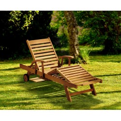 Luxury Teak Sun Lounger with arms