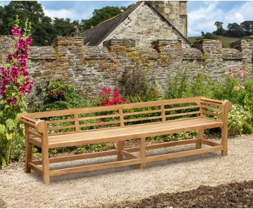 Teak Lutyens-Style Garden Bench, Low Back - 2.7m