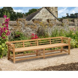 Teak Lutyens-Style Garden Bench, Low Back - 2.7m
