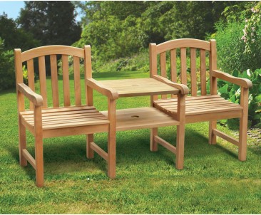 Clivedon Vista Teak Companion Seat, Jack and Jill Bench